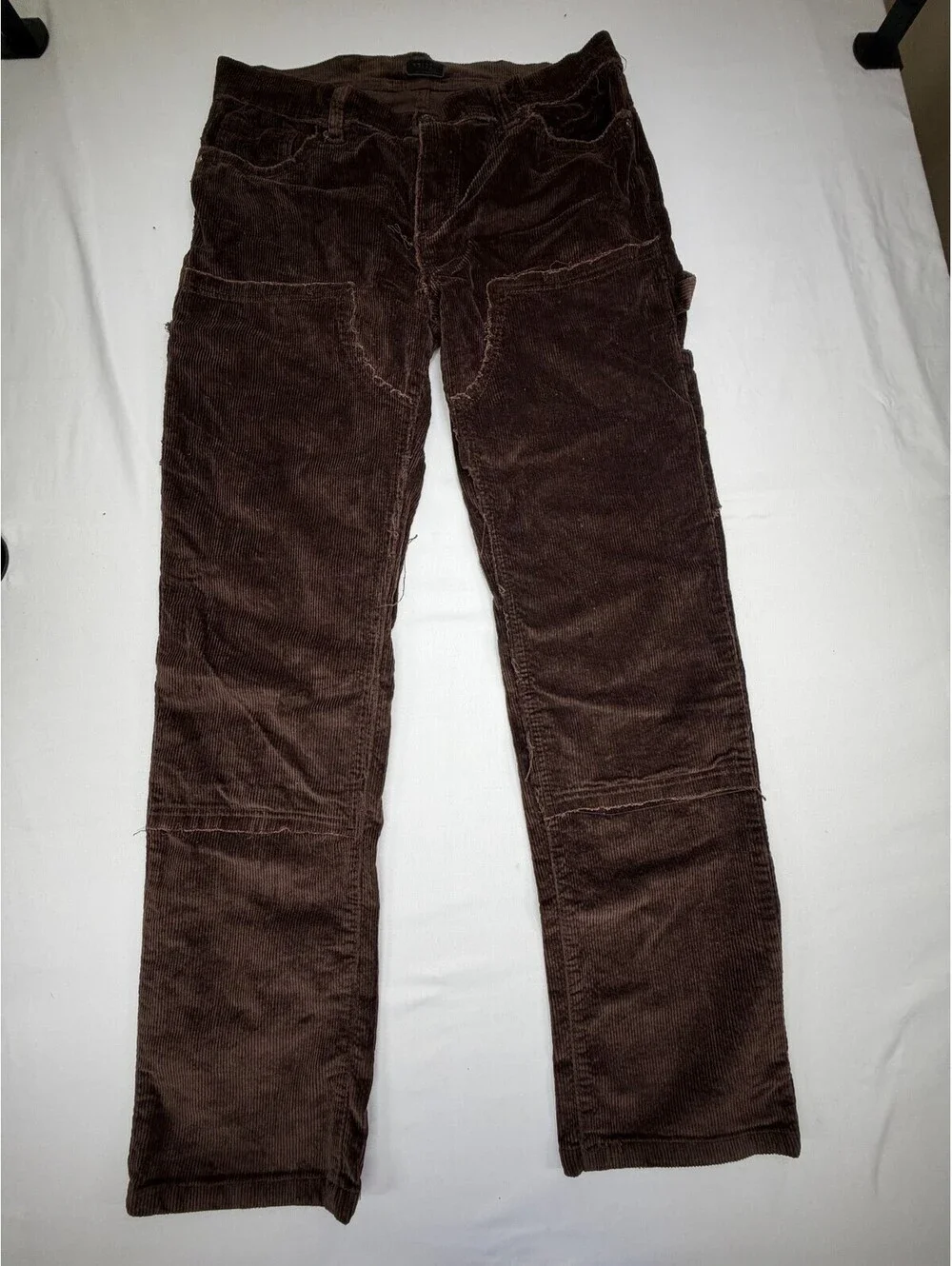 Reason Men's Pants Straight Leg Corduroy Mid Rise Solid Flat Front Size 32 Brown